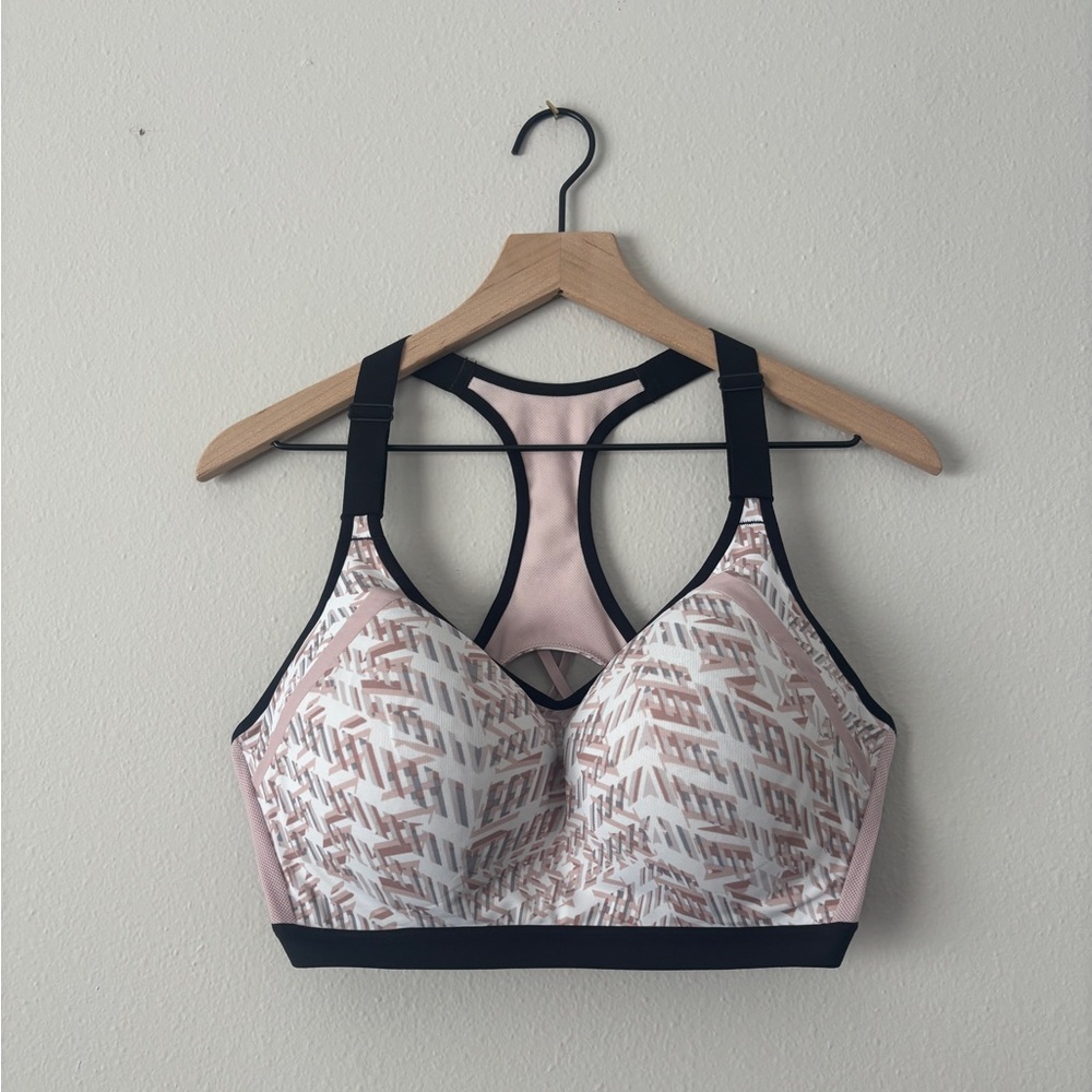Victoria's Secret Light Pink, White & Black Racerback Sports Bra